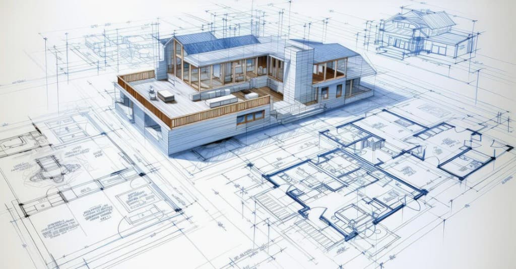 Architectural concept sketch for a residential construction project